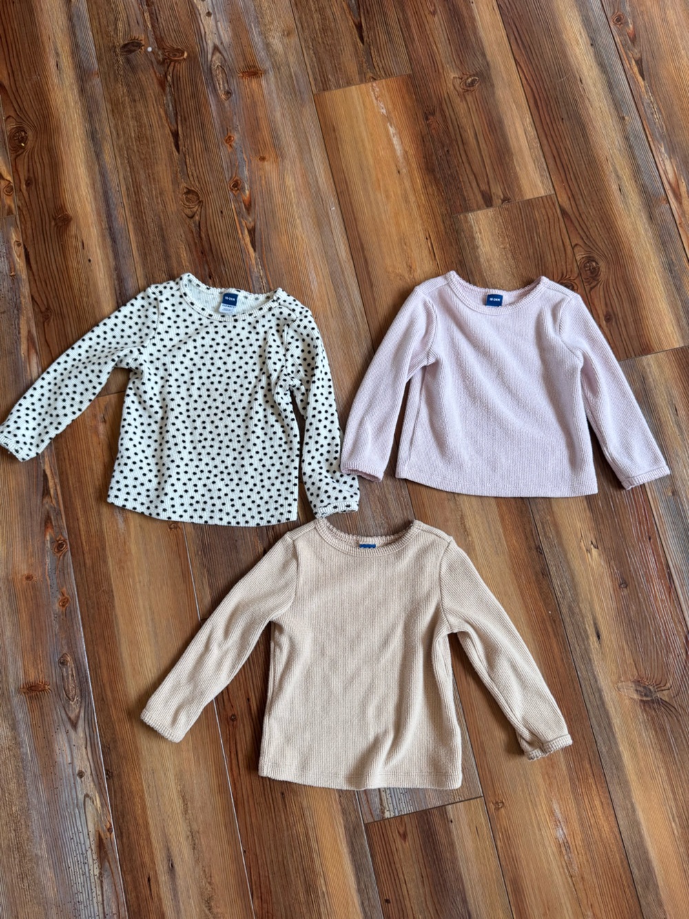 Old Navy 18-24M Long-Sleeve Tops Bundle - Pink, Cream, and Black Polka Dot